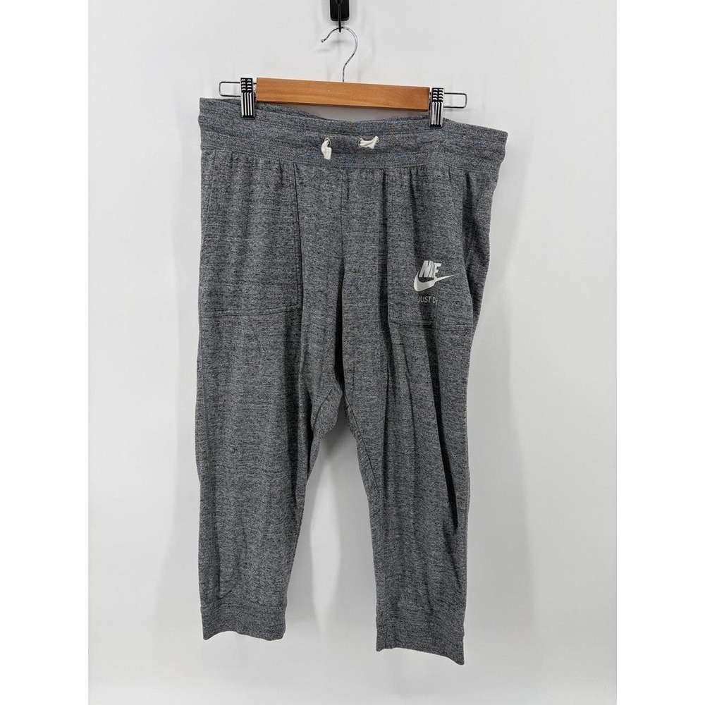 Nike‎ Gym Vintage Cropped Capri Jogger Pants Organic Cotton Gray Size Women's L